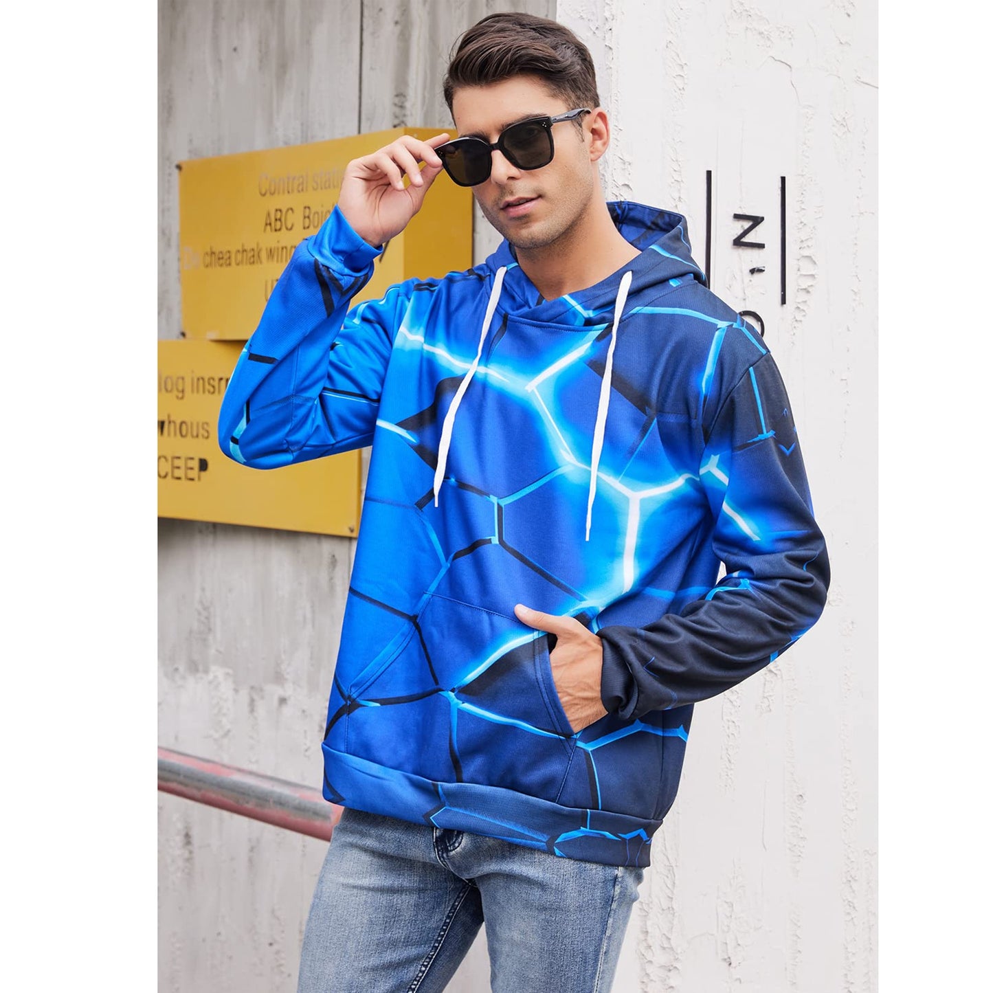 Blauwe Crack Fissure Grappige Hoodie
