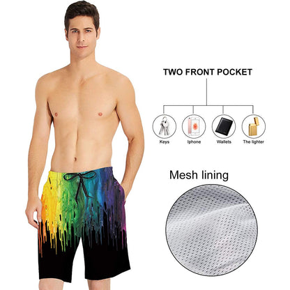 Black Paint Melting Funny Swim Trunks