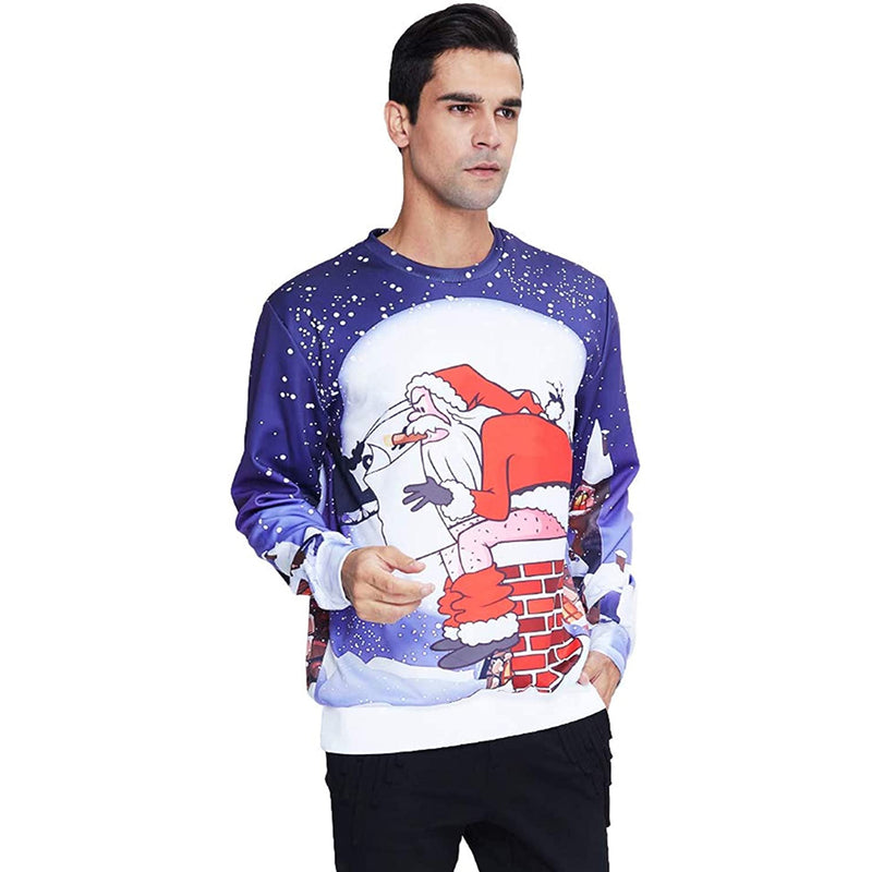 Smoking Santa Pooping Chimney Ugly Christmas Sweater