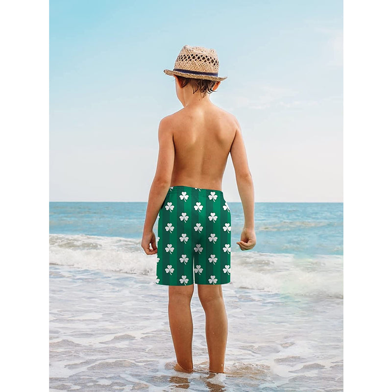 Green St Patrick's Day Shamrock Funny Boy Swim Trunk