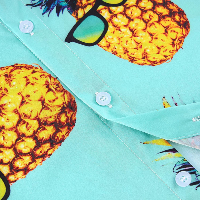 Sunglasses Pineapple Light Blue Funny Hawaiian Shirt