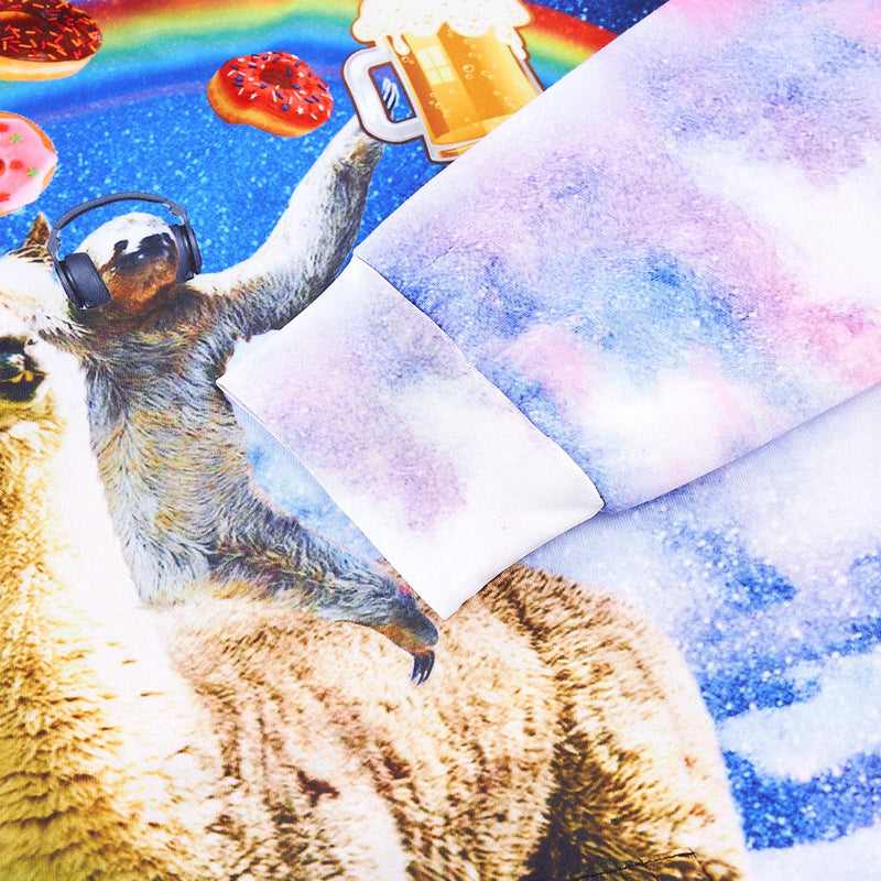 Beer Sloth Riding Llama Funny Hoodie