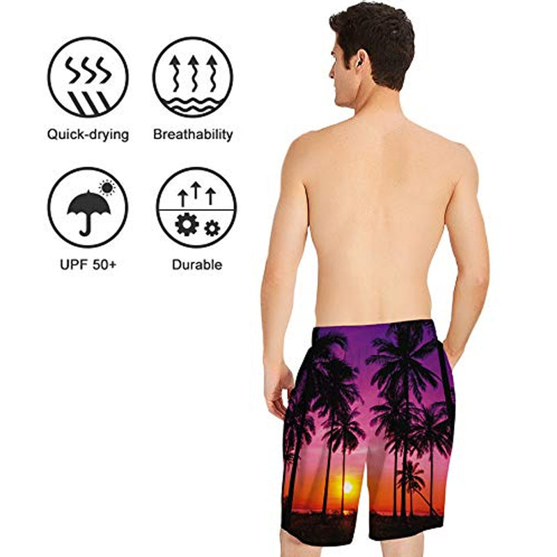 Sunset Palm Tree Funny Swim Trunks