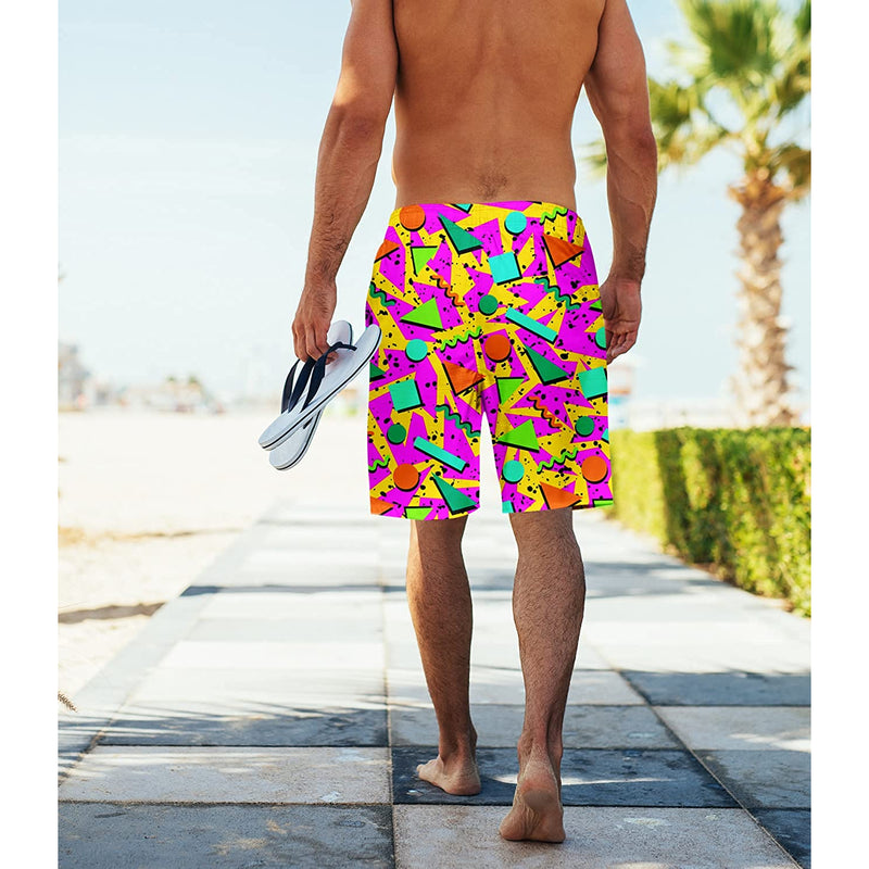 80s Pink Funny Swim Trunks