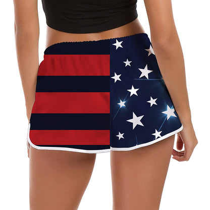 Lustige Boardshorts mit amerikanischer Flagge für Damen