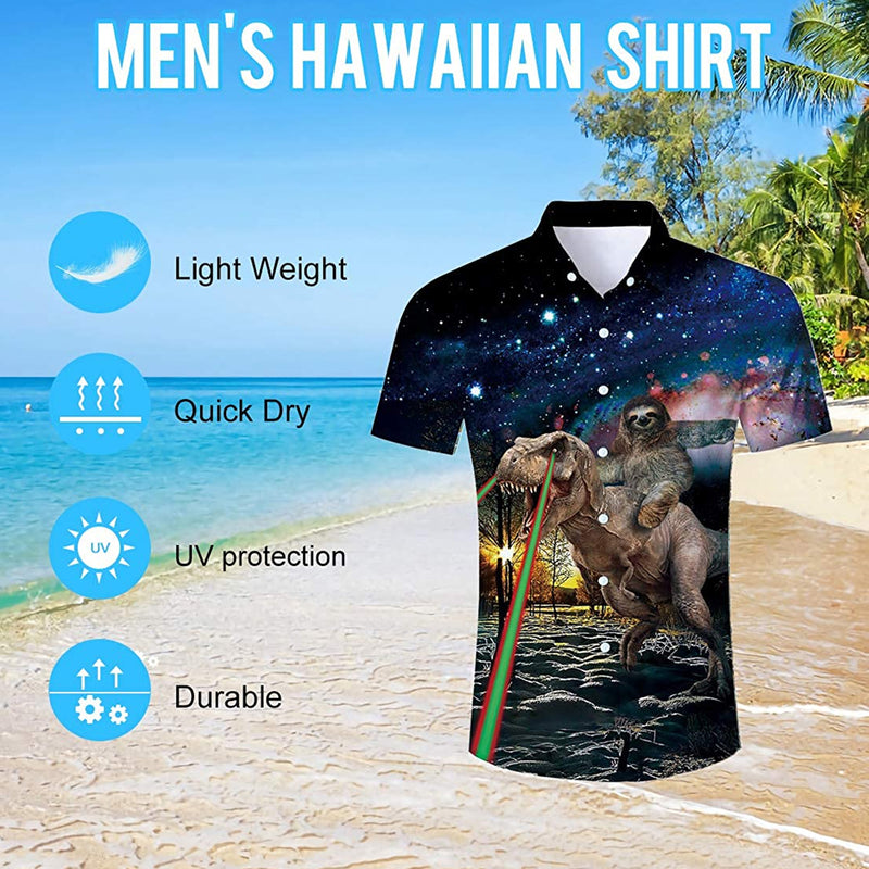 Faultier Reiten Dinosaurier Lustiges Hawaiihemd
