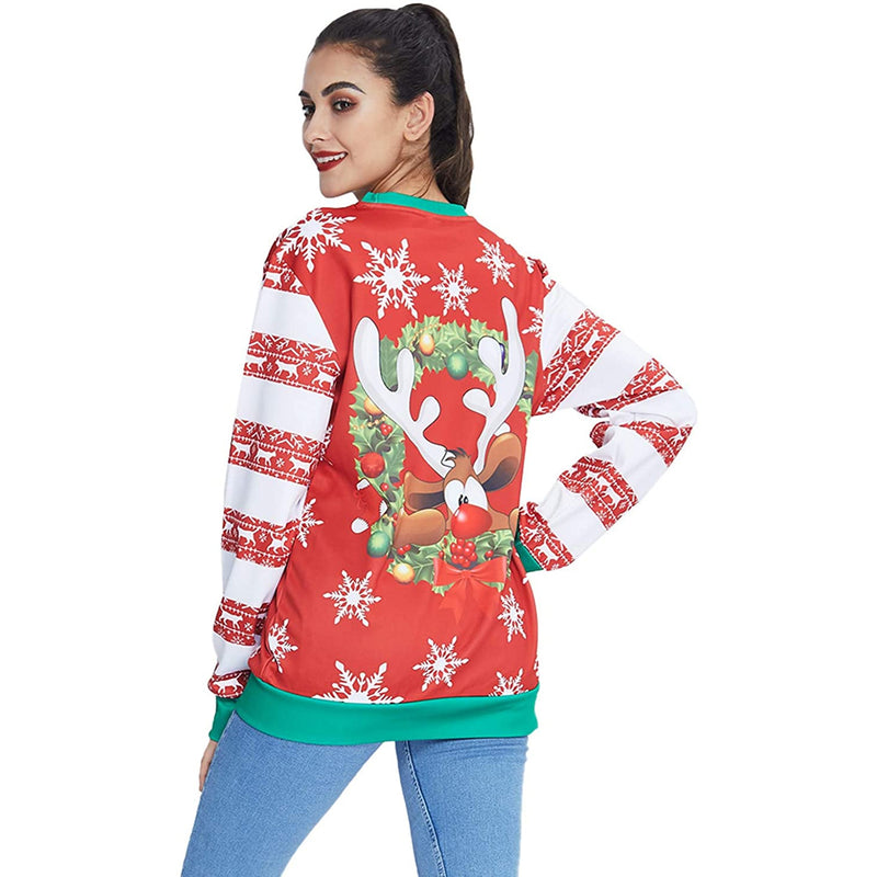 Snow Reindeer Ugly Christmas Sweater