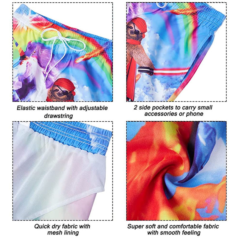 Sloth Riding Unicorn Funny Swim Trunks