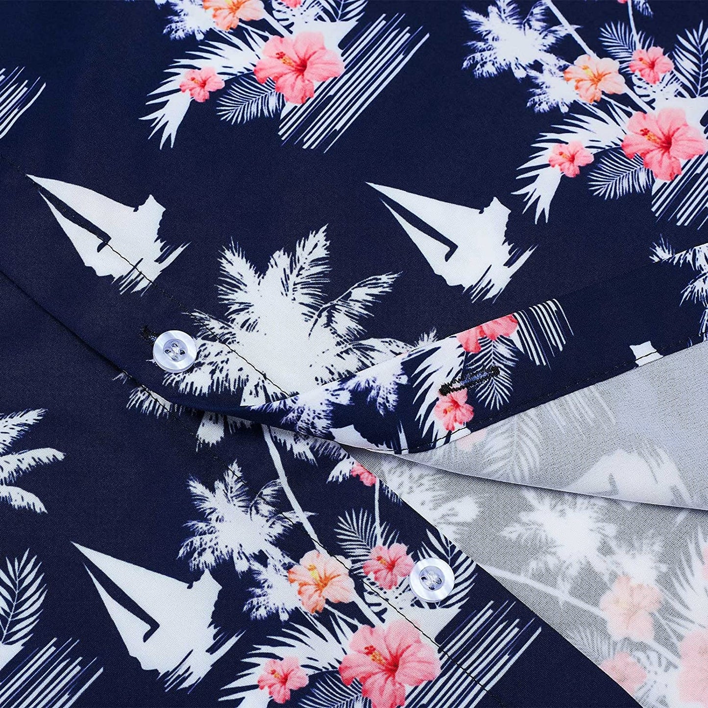 Marineblaues tropisches Hawaii-Baum-lustiges Hawaii-Hemd