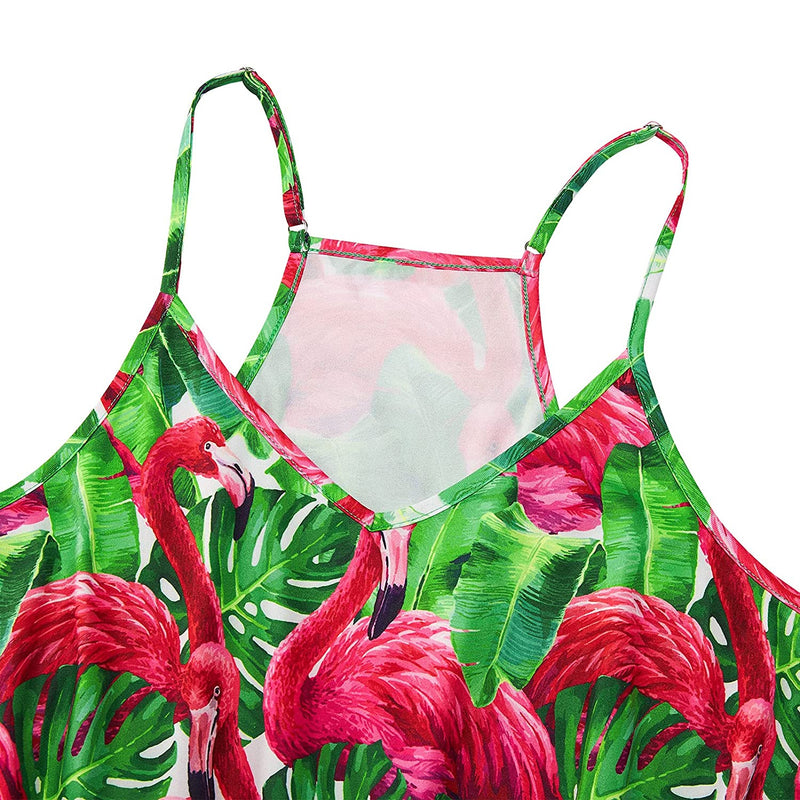 Banana Leaf Red Flamingo Funny Romper for Women