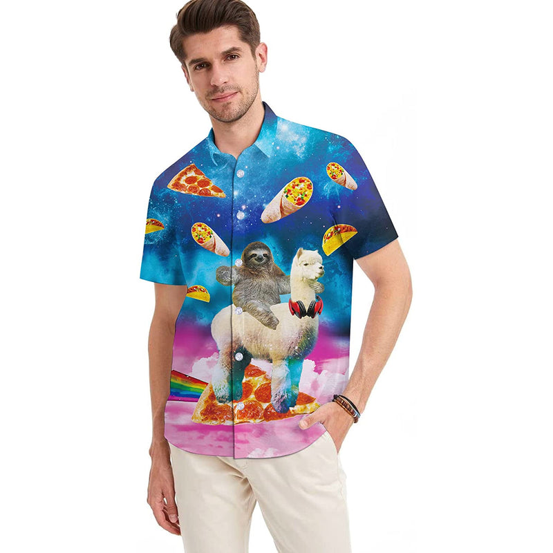 Sloth Riding Llama Funny Hawaiian Shirt