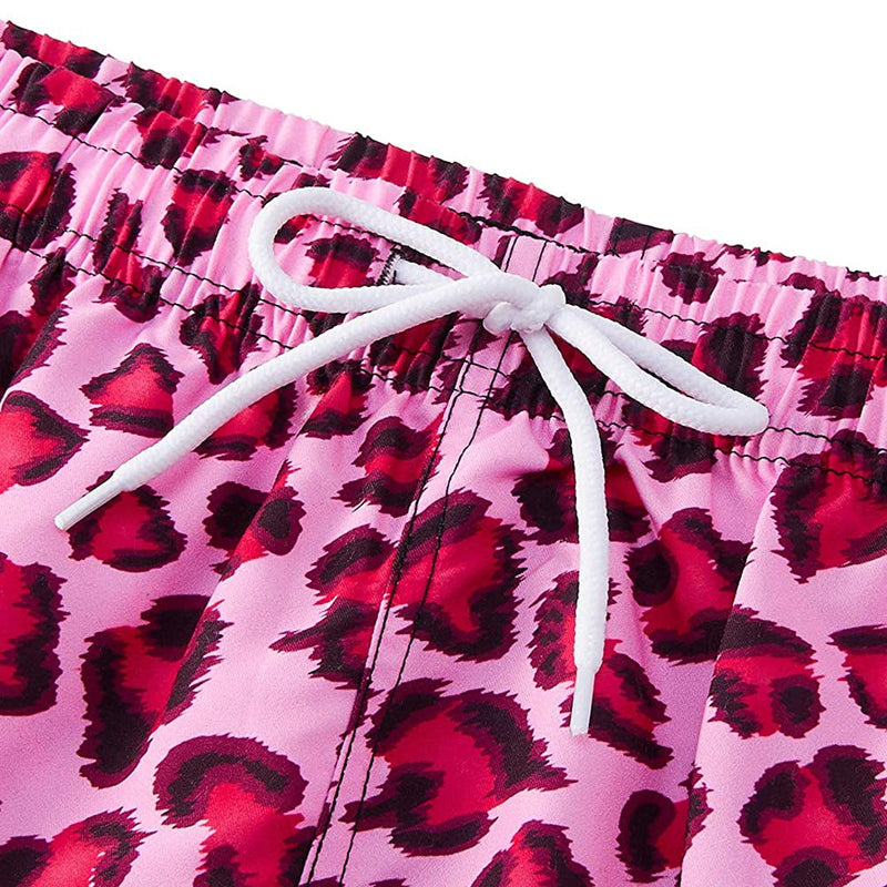 Pink Leopard Print Funny Board Shorts for Women