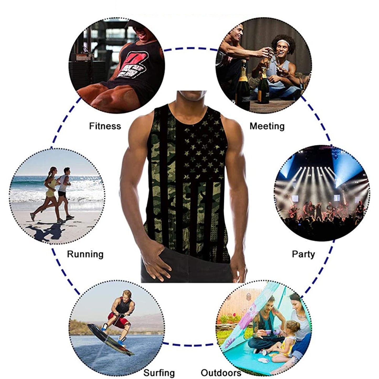 Donkergrijze Amerikaanse vlag grappige tanktop