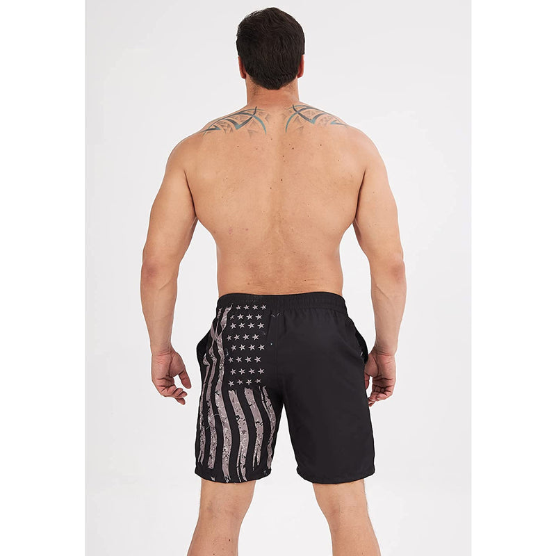 Black American Flag Funny Swim Trunks