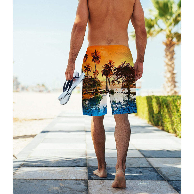 Sunset Palm Tree Funny Swim Trunks