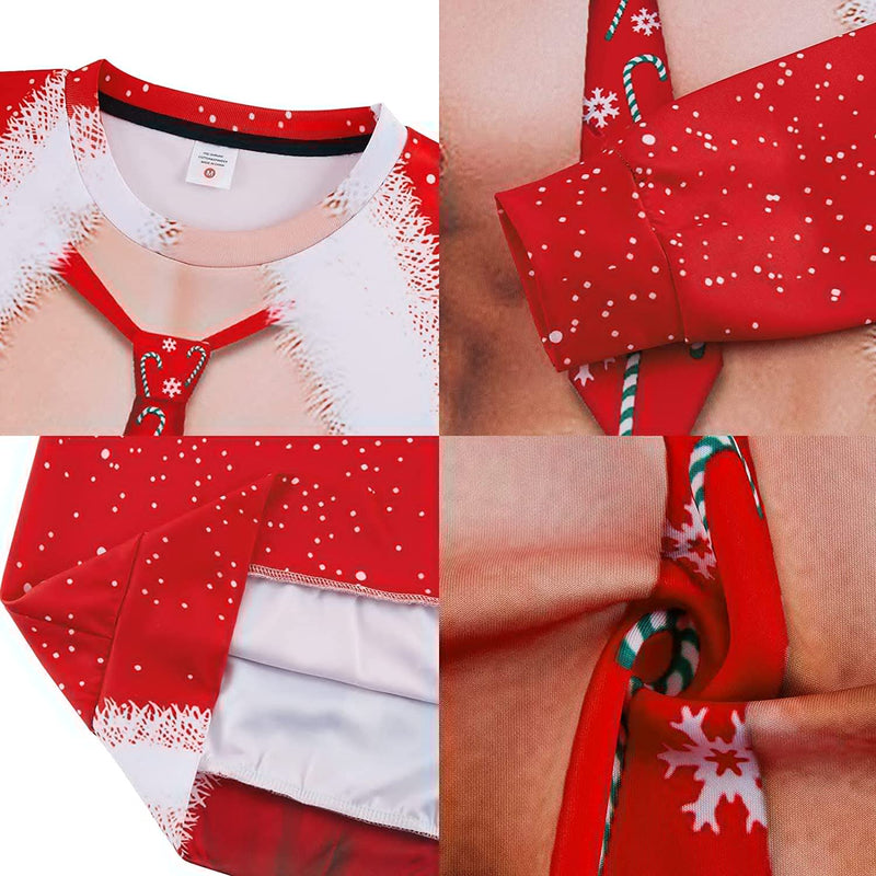 Tie Bare Muscle Red Ugly Christmas Sweater