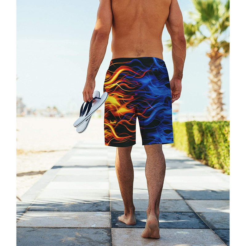 Blue Yellow Flame Funny Swim Trunks