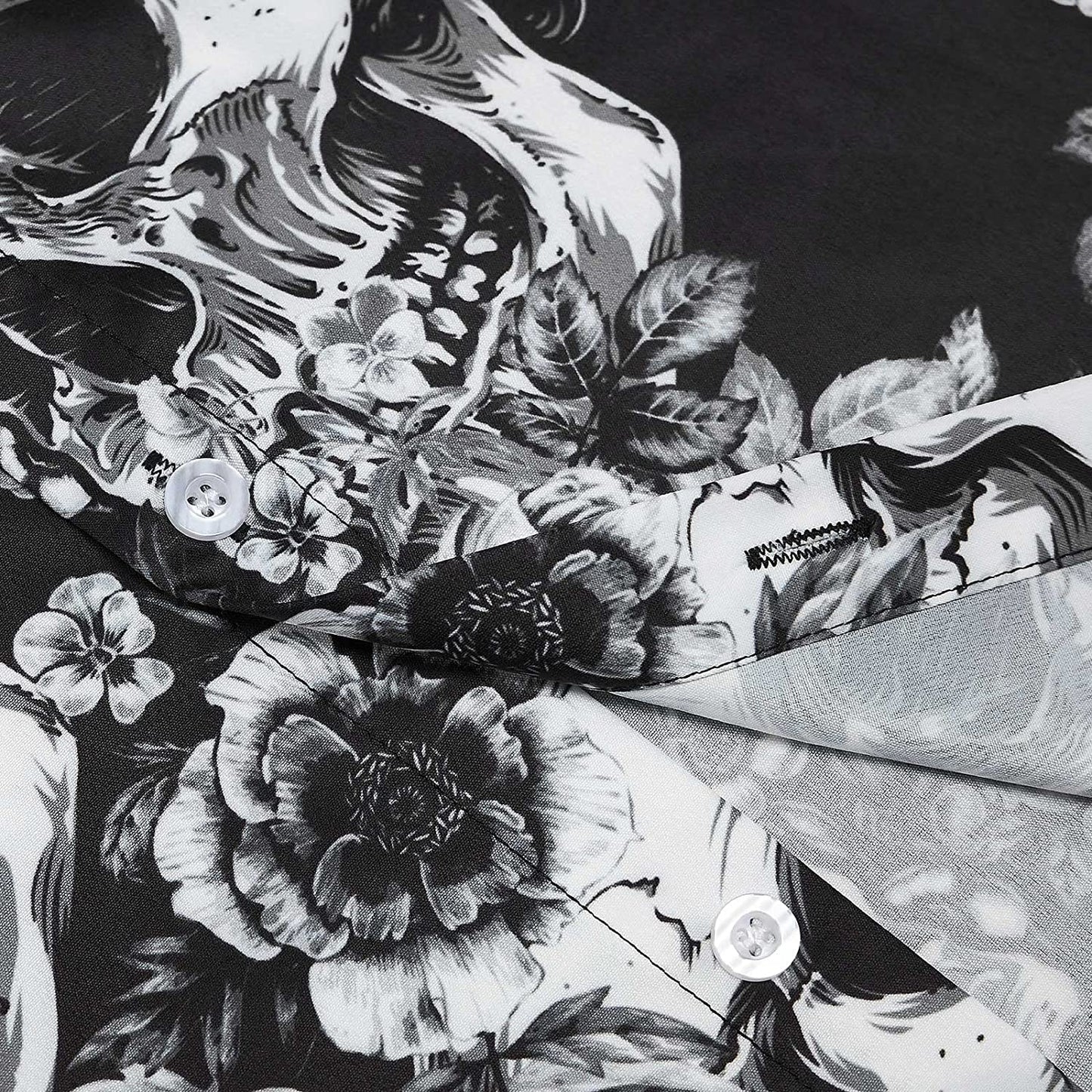 Gray Flowers Skull Funny Hawaiian Shirt