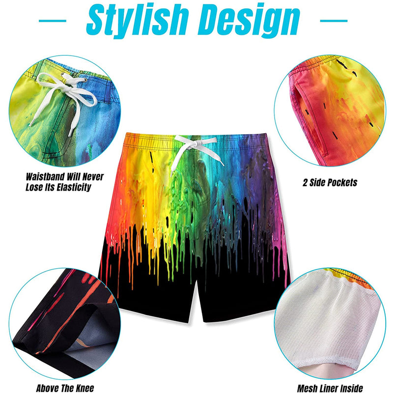 Black Paint Splatter Funny Boy Swim Trunk