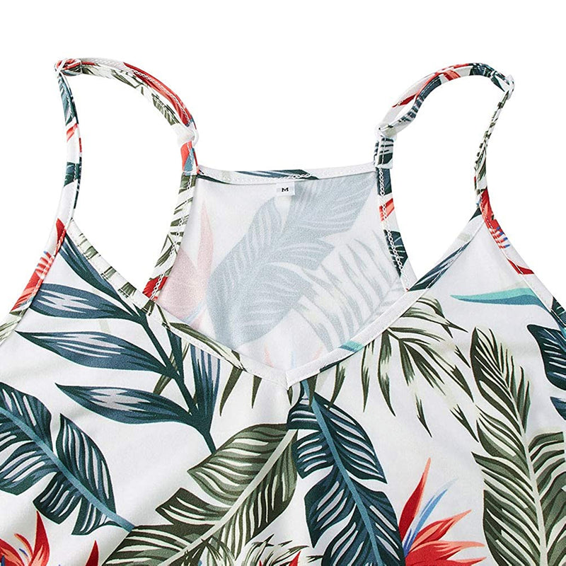 Palm Leaf White Funny Romper for Women