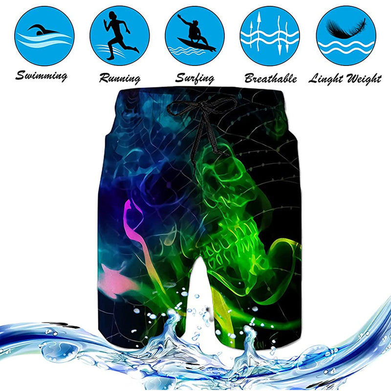 Lustige Badehose mit buntem Rauchschädel