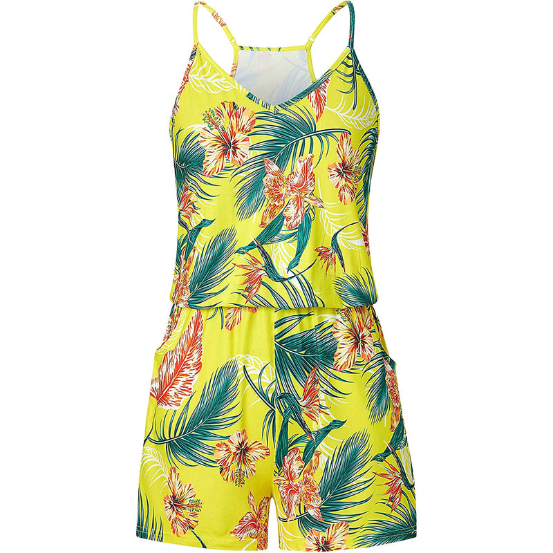 Yellow Floral Funny Romper for Women