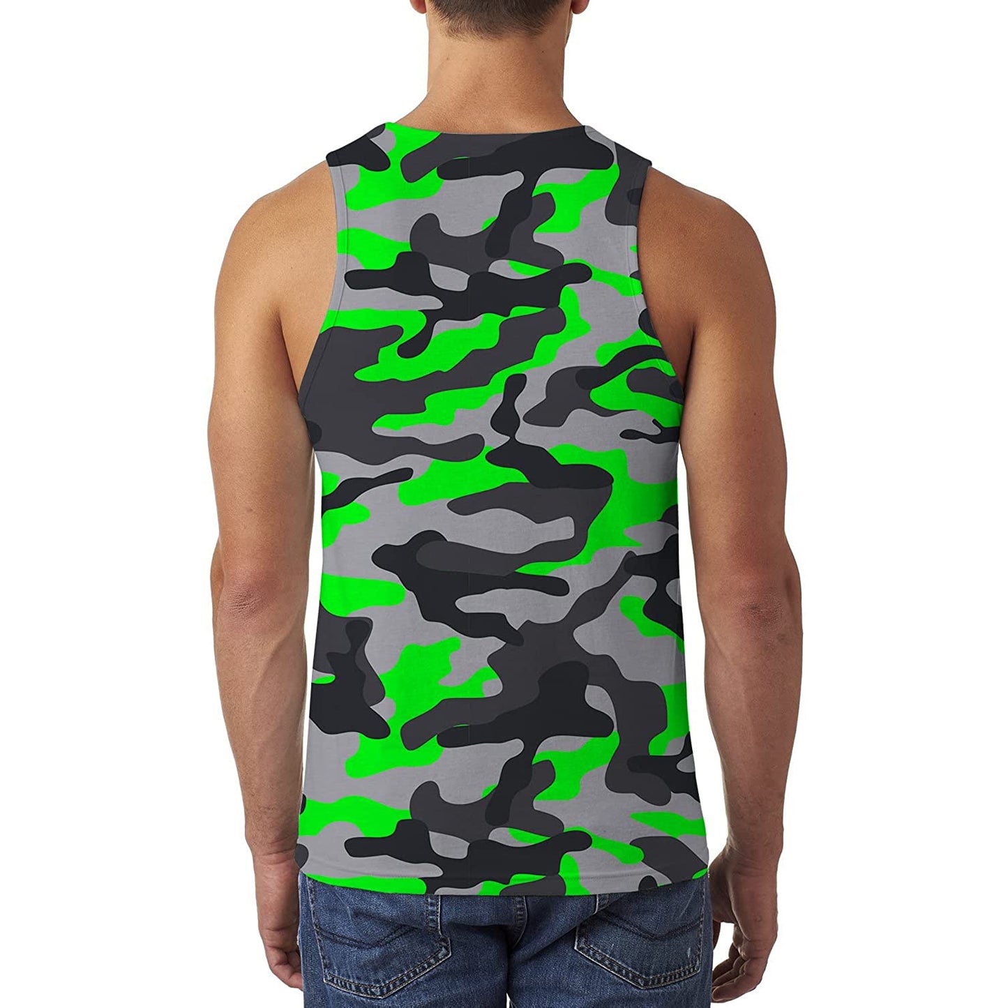 Lustiges Tank Top mit grünem Camouflage-Muster