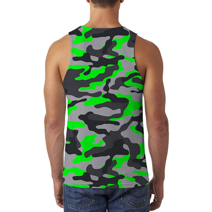 Lustiges Tank Top mit grünem Camouflage-Muster
