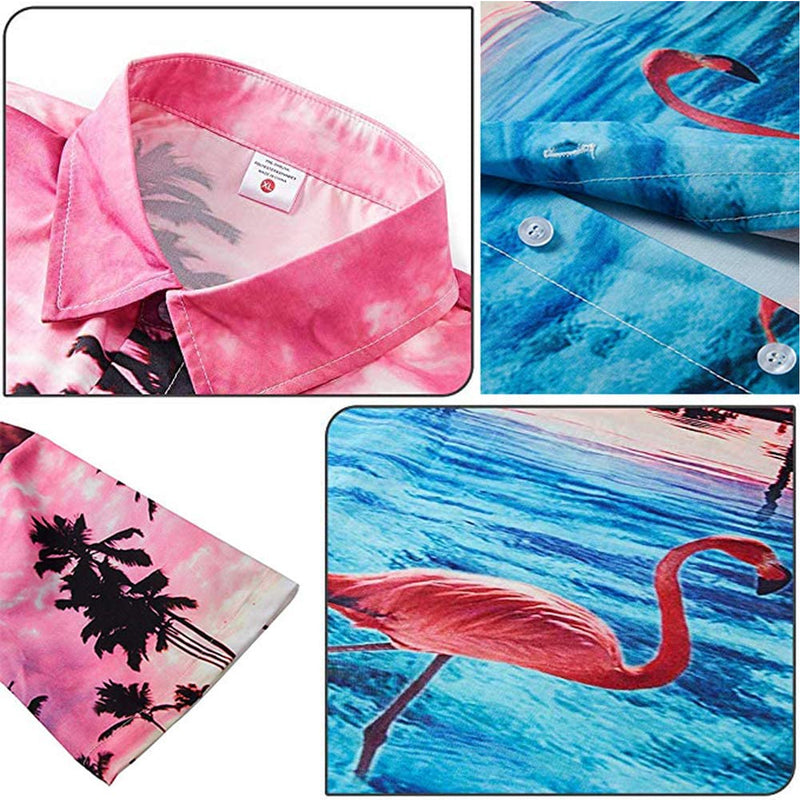 Sunset Palm Tree Flamingos Funny Hawaiian Shirt