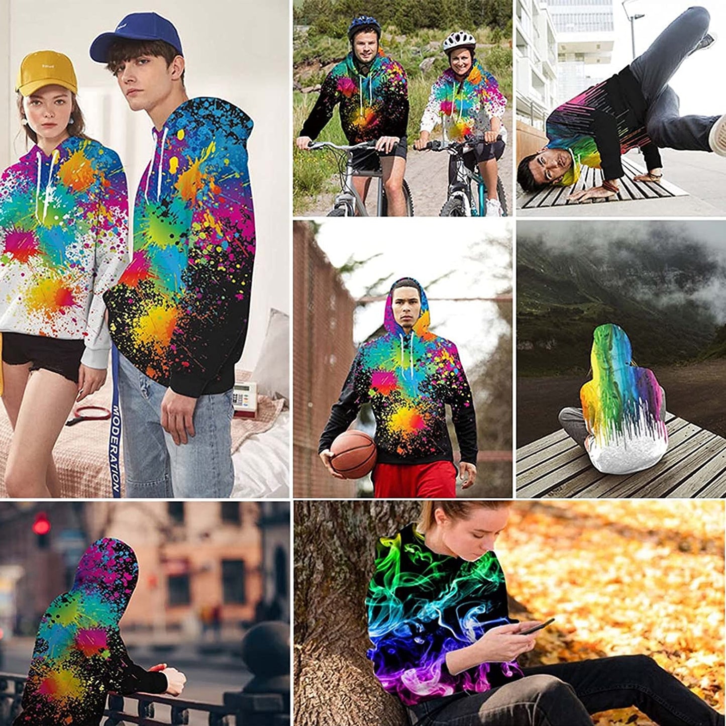 Kleurrijke Vlam Grappige Hoodie