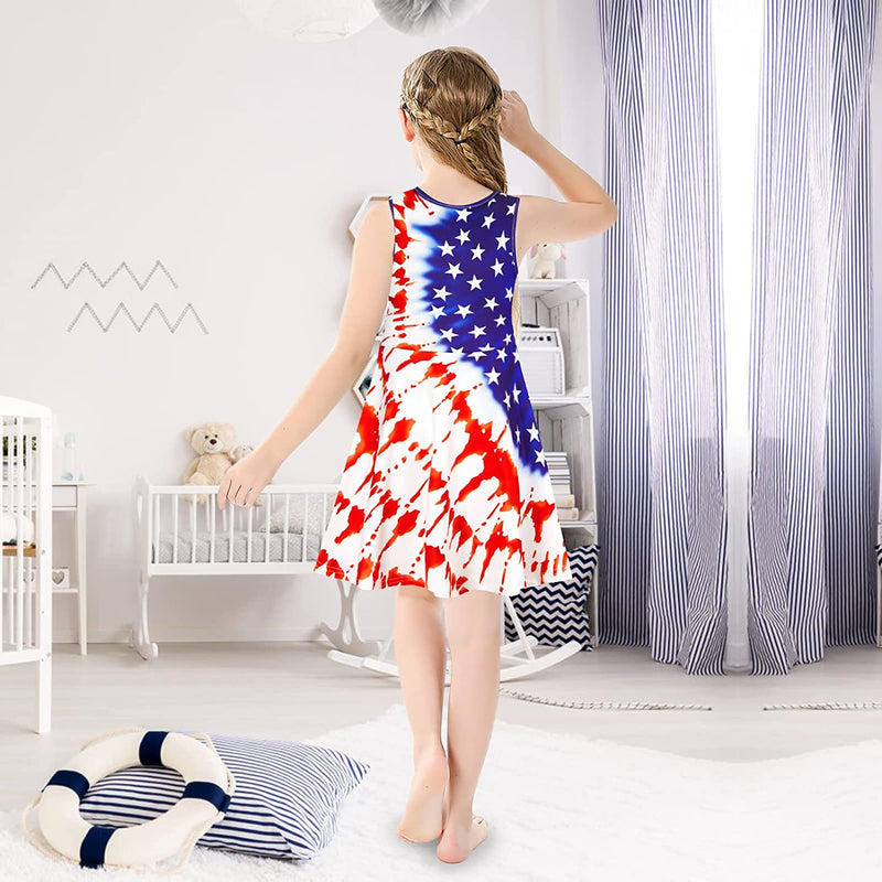 Tie Dye American Flag Funny Girl Dress