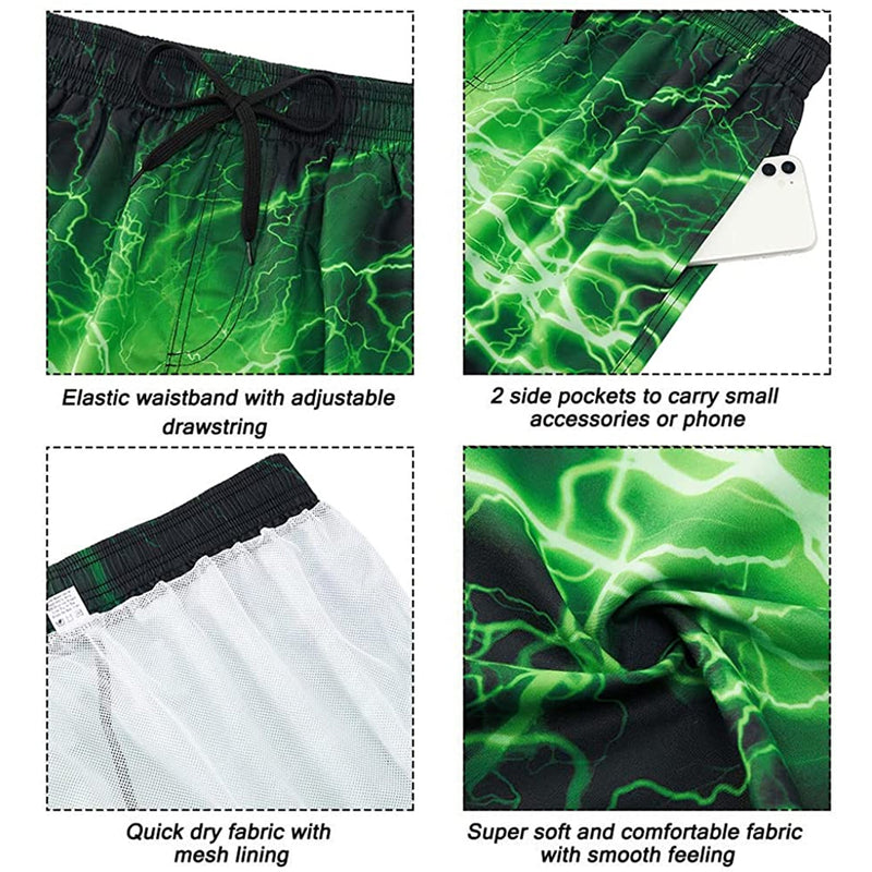 Green Lightning Funny Swim Trunks
