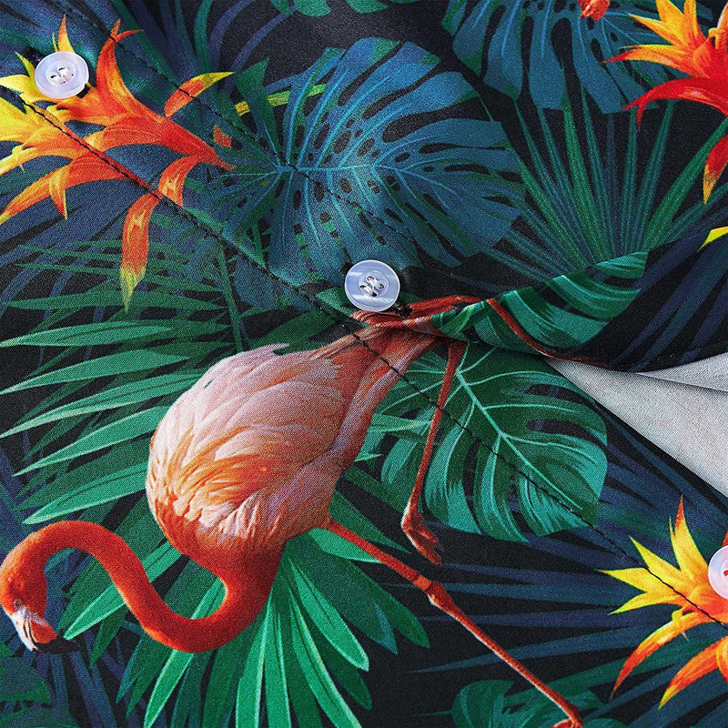 Tropical Leaf Flamingos Funny Hawaiian Shirt