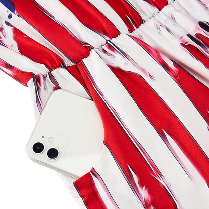 Strampler mit Totenkopf-Motiv und schmelzender amerikanischer Flagge für Damen