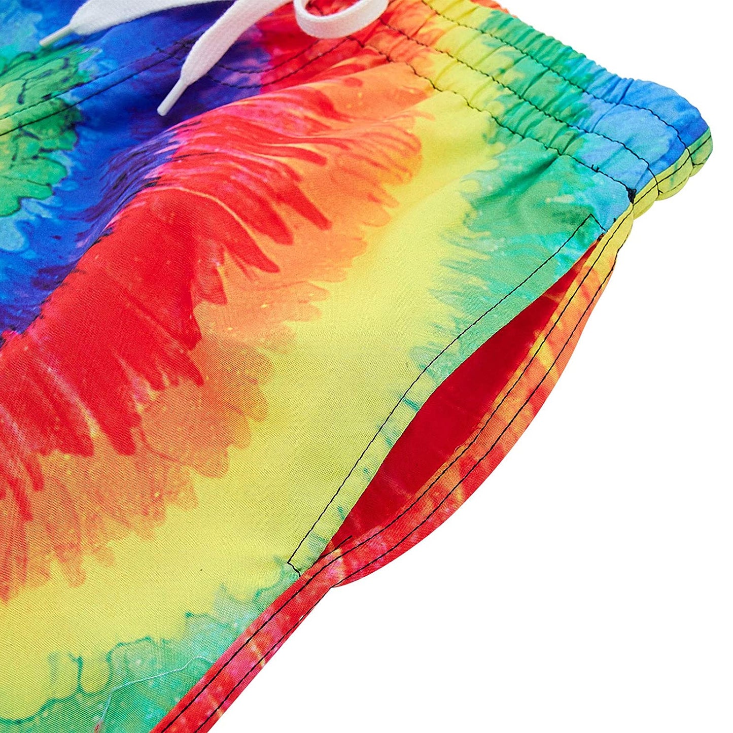 Lustige Badehose für Jungen mit Regenbogen-Batikmuster