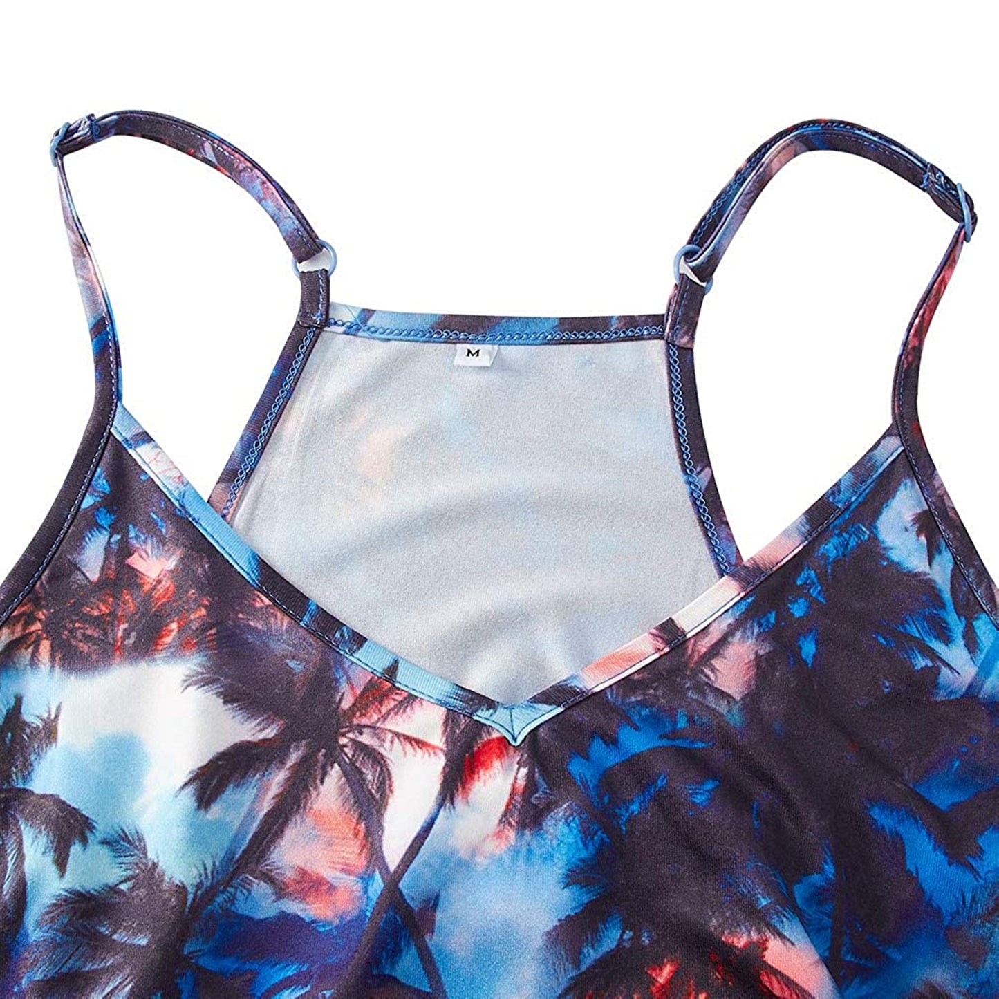 Lustiger Strampler mit blauem Palmenmotiv für Damen
