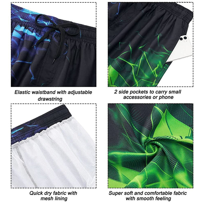 Geometric Blue Green Funny Swim Trunks