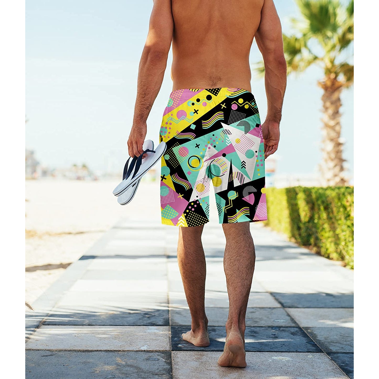 80s Yellow Funny Swim Trunks