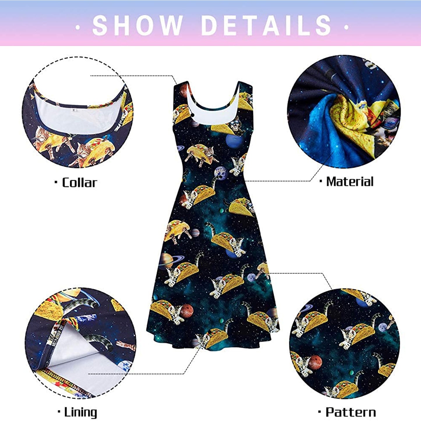 Lustiges Space Taco Cat-Kleid für Damen