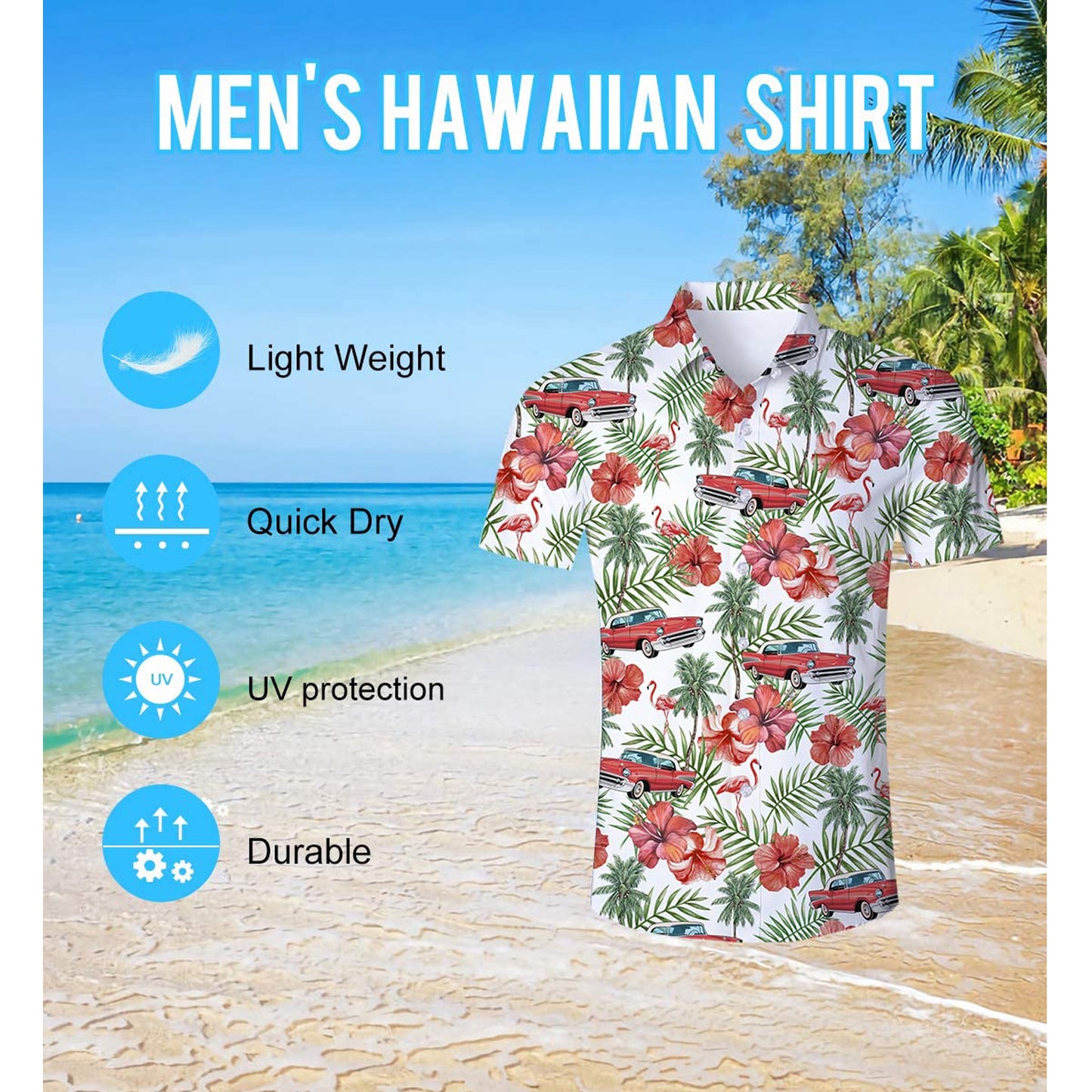 Palmblad Flamingo Auto Grappig Hawaiiaans Shirt