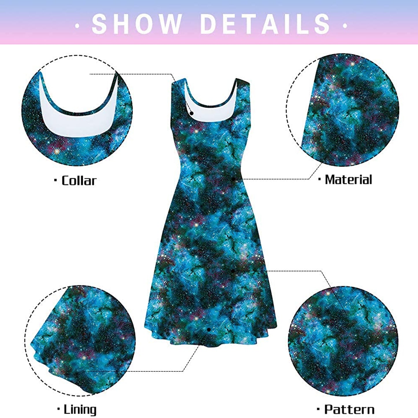 Lustiges Kleid „Blue Galaxy“ für Damen