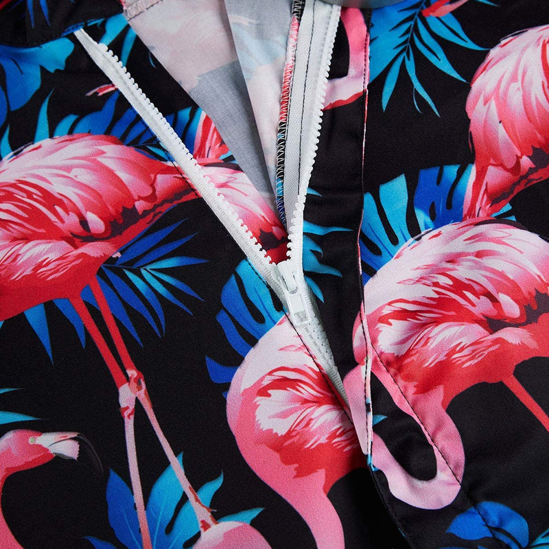 Palm Leaf Pink Flamingo Male Romper