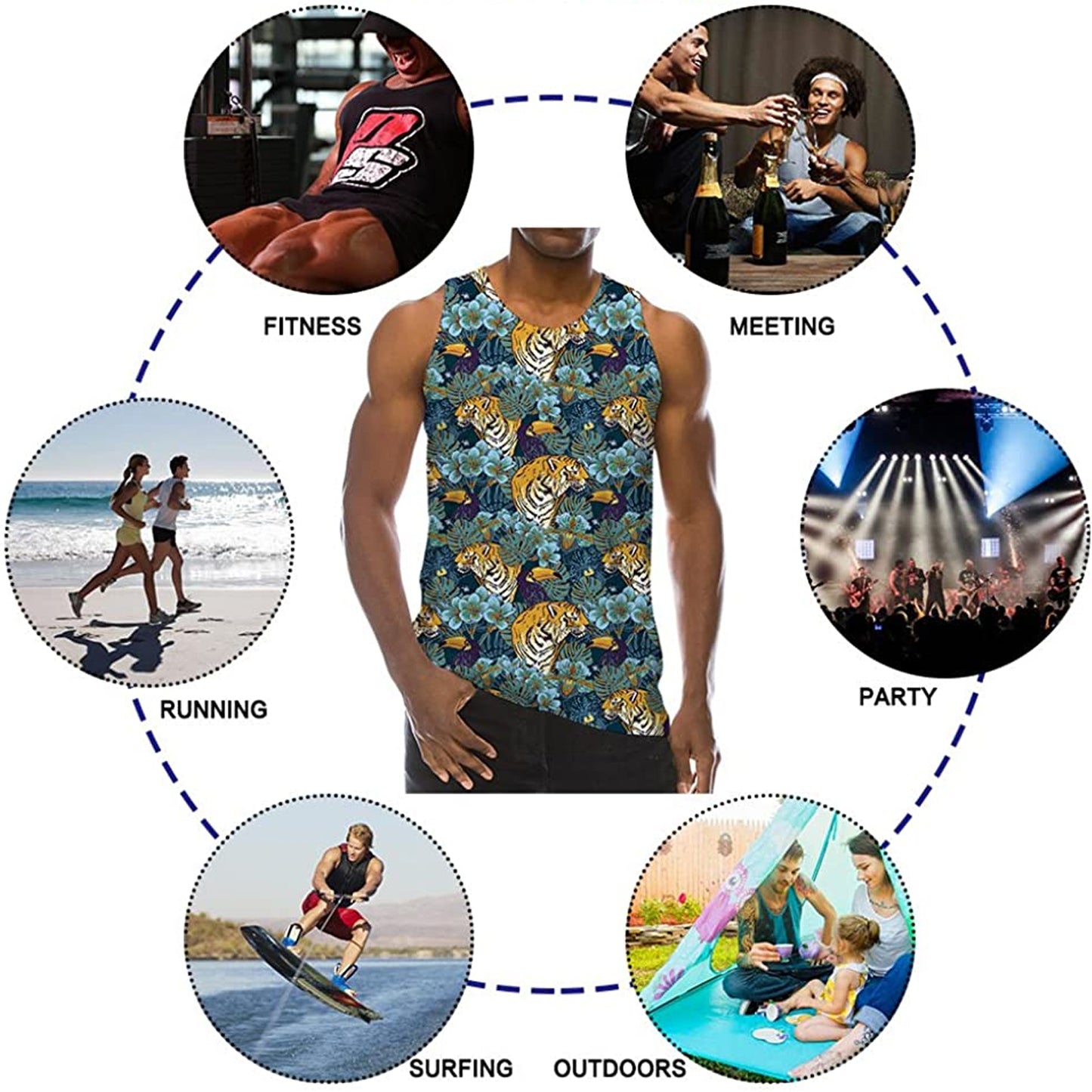 Bladeren Tijger Grappig Tank Top