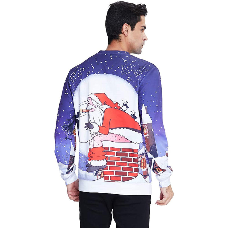 Smoking Santa Pooping Chimney Ugly Christmas Sweater