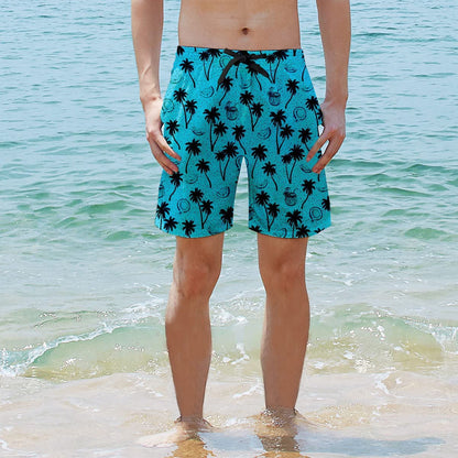 Lustige Badehose mit Kokosnussbaum-Motiv, Blau