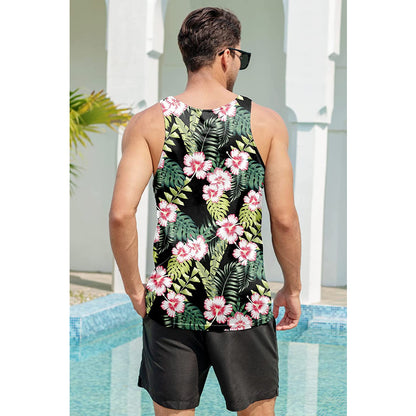 Lustiges Tank Top mit Blumen und Blättern