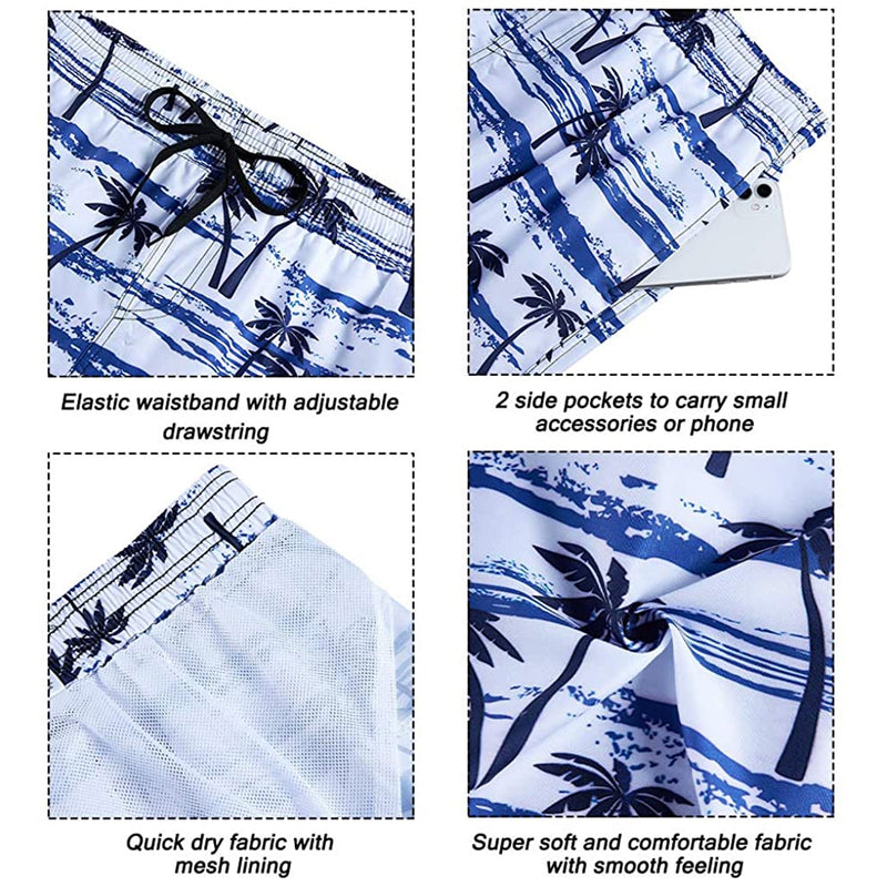 Blue Palm Tree Funny Swim Trunks