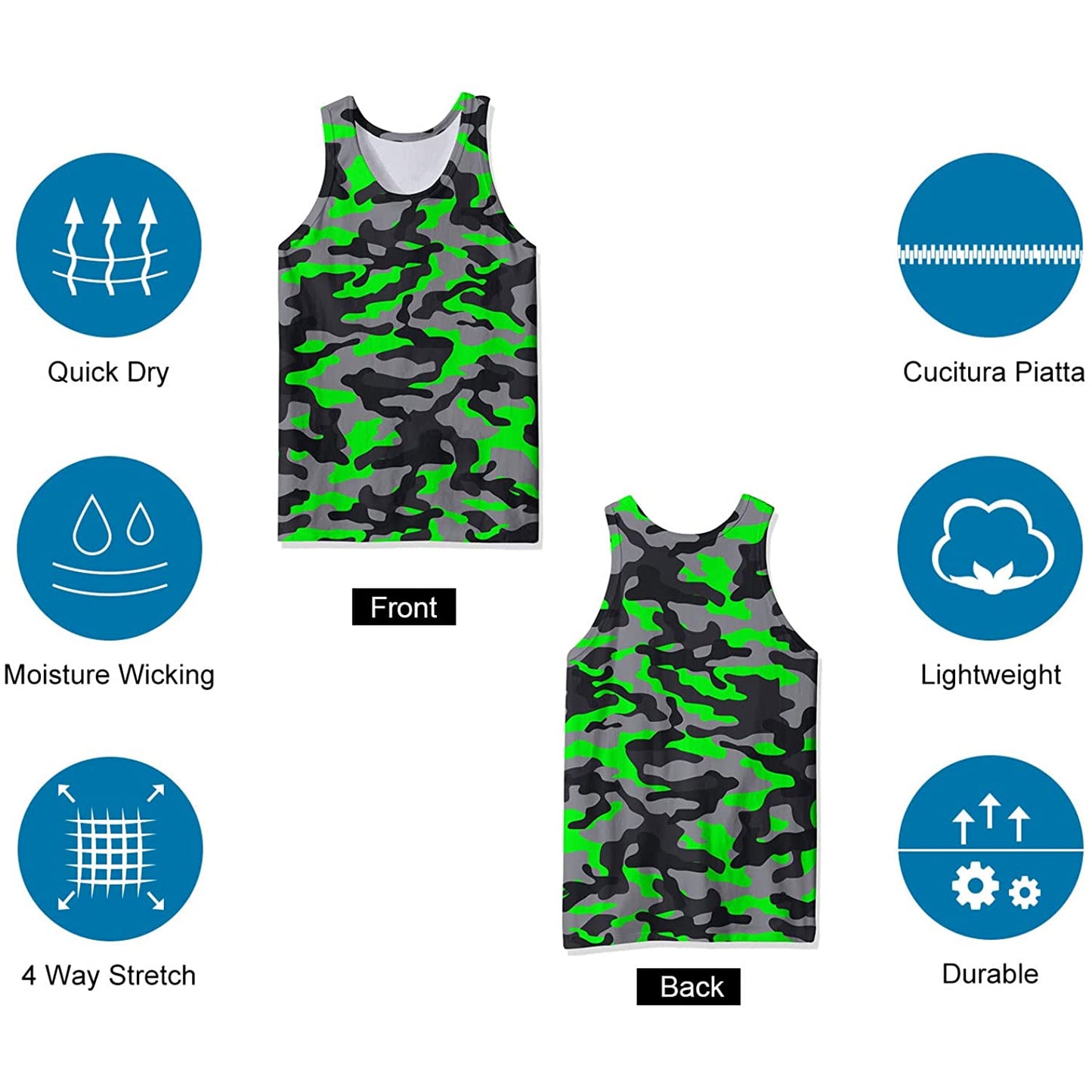 Lustiges Tank Top mit grünem Camouflage-Muster
