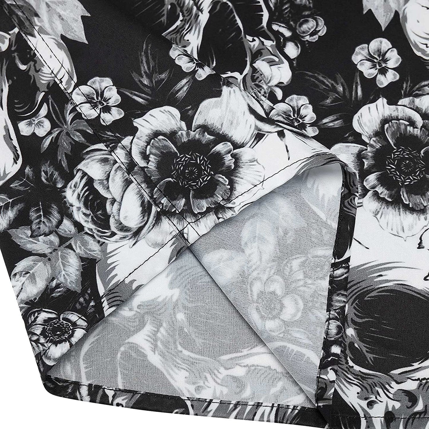 Gray Flowers Skull Funny Hawaiian Shirt