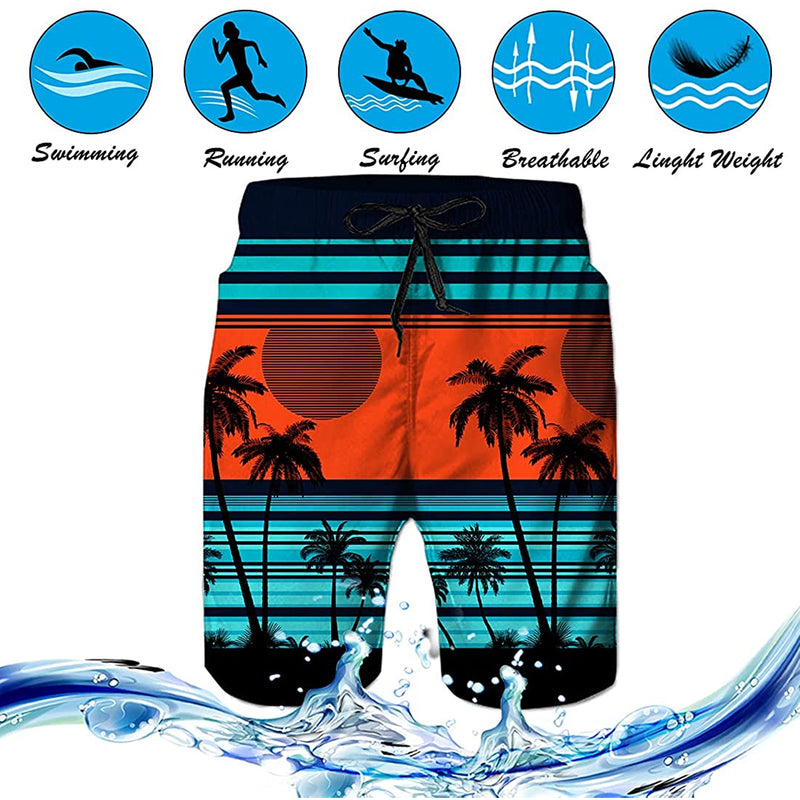 Sunset Palm Tree Funny Swim Trunks